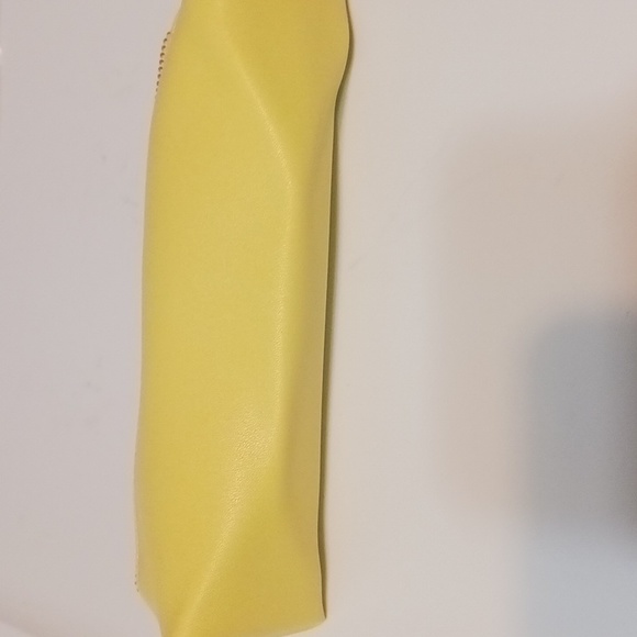 PU LeatherSmall Slim Cosmetic Pouch Storage Waterproof Zipper Pouch Yellow - Picture 3 of 4